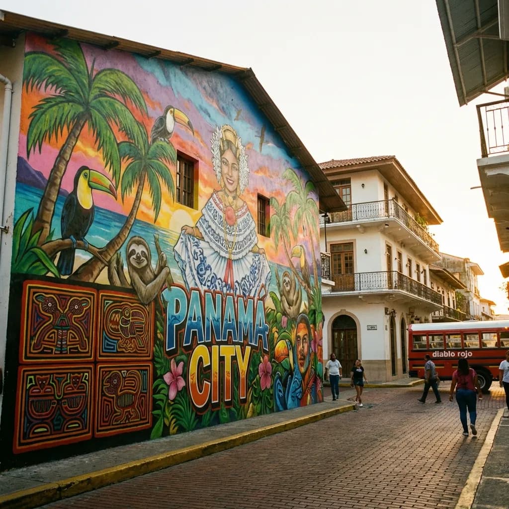 Mural de arte callejero en Ciudad de Panamá