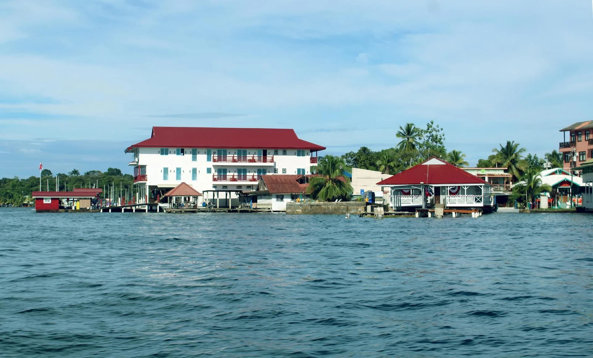 Colorful over-water houses in Bocas del Toro