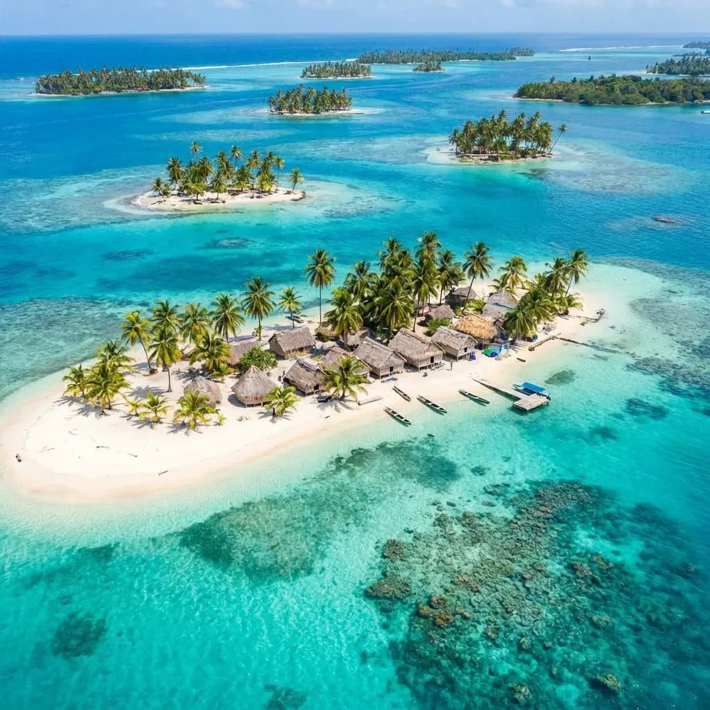 Vista aérea de las Islas San Blas, Panamá