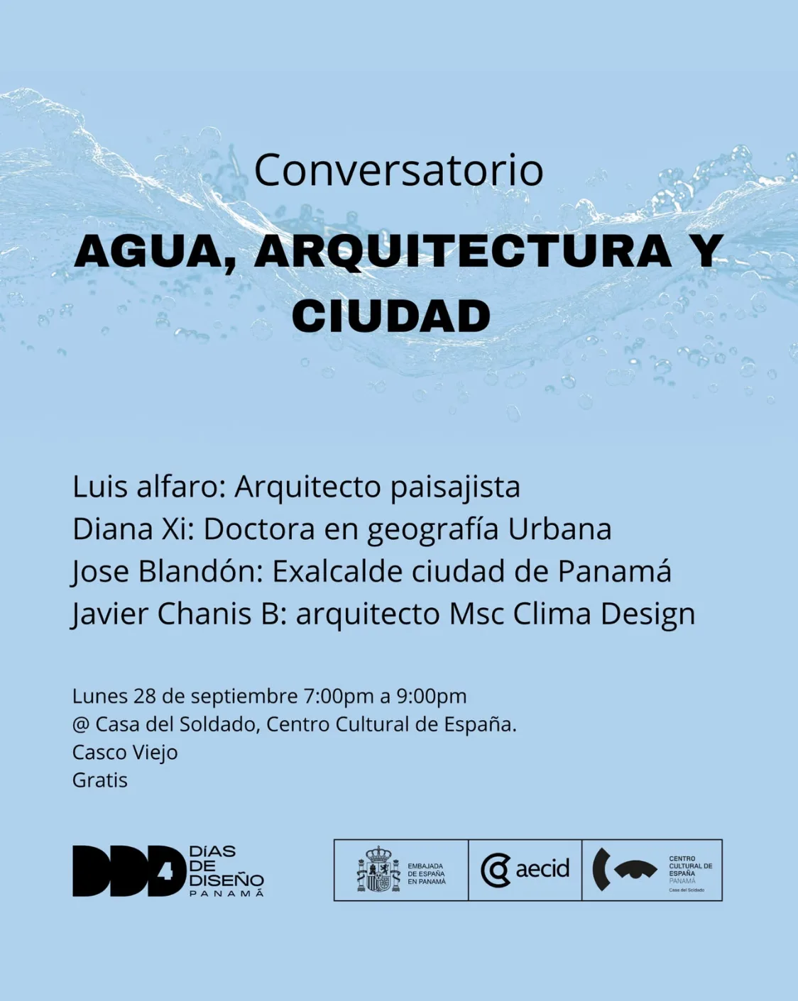Flyer de Conversatorio: Agua, arquitectura y ciudad