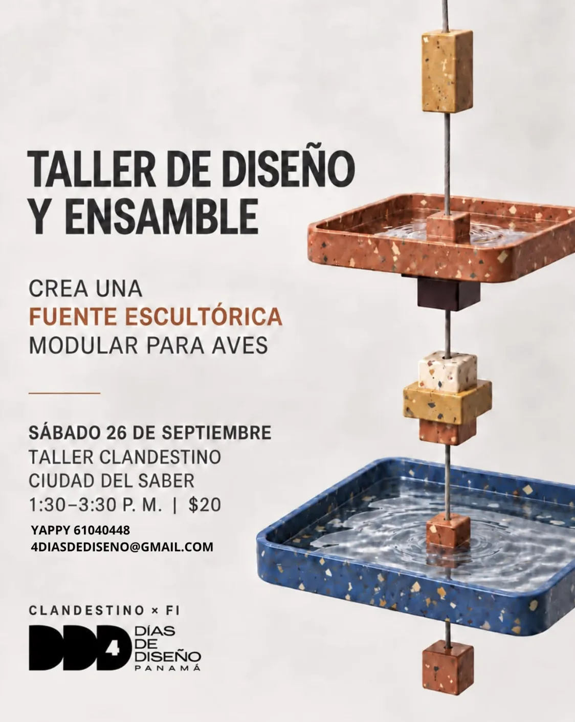 Taller de diseño y ensamble: fuente escultórica modular para aves